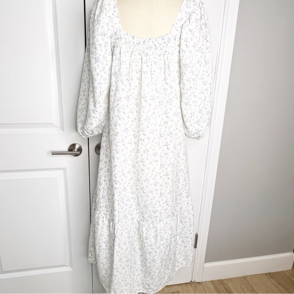 Taylor Tillman SJP Cecelia Dress White Floral Dress Blue Bow Size Small - Picture 9 of 12